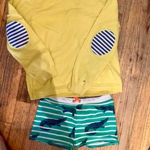 Mini Boden summer bundle. Swimming trunks, light jumper and jogger.  Boy 8-9